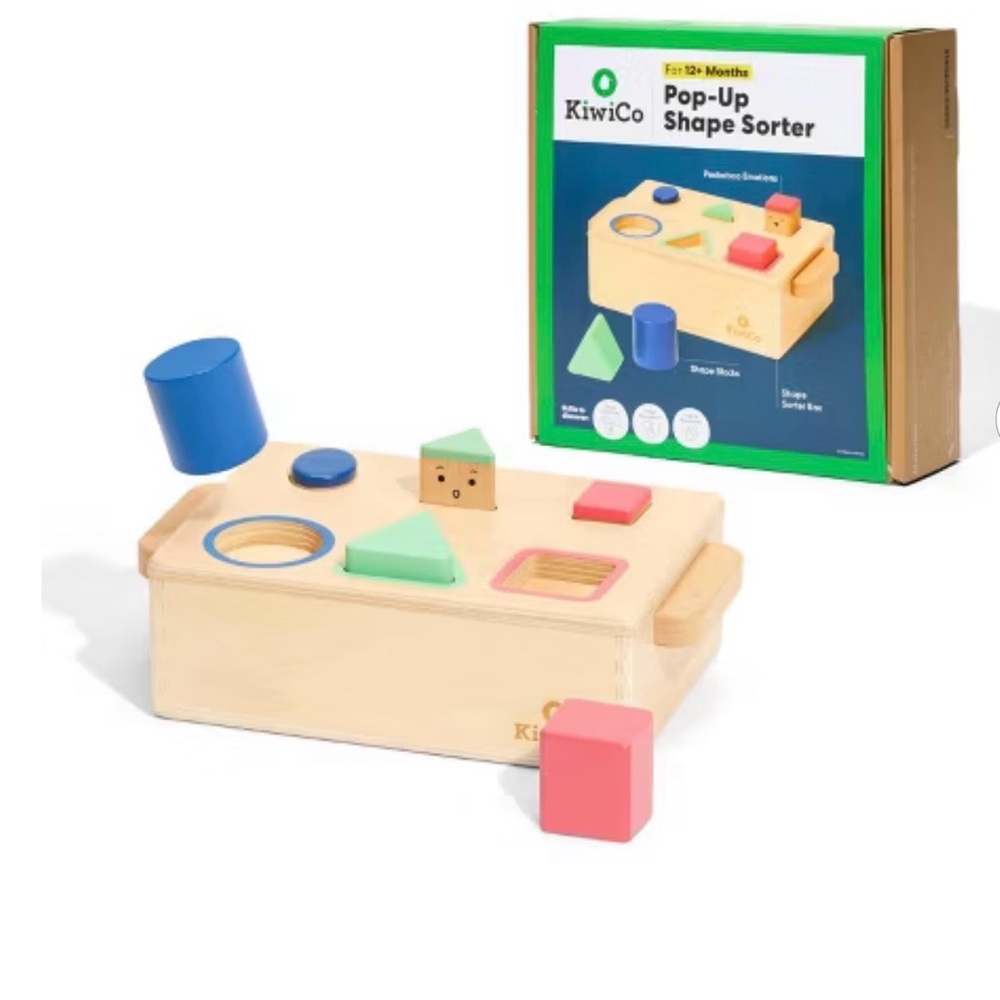 Hardly Used KiwiCo Pop-Up Shape Sorter Wooden Toy Activity Play Center